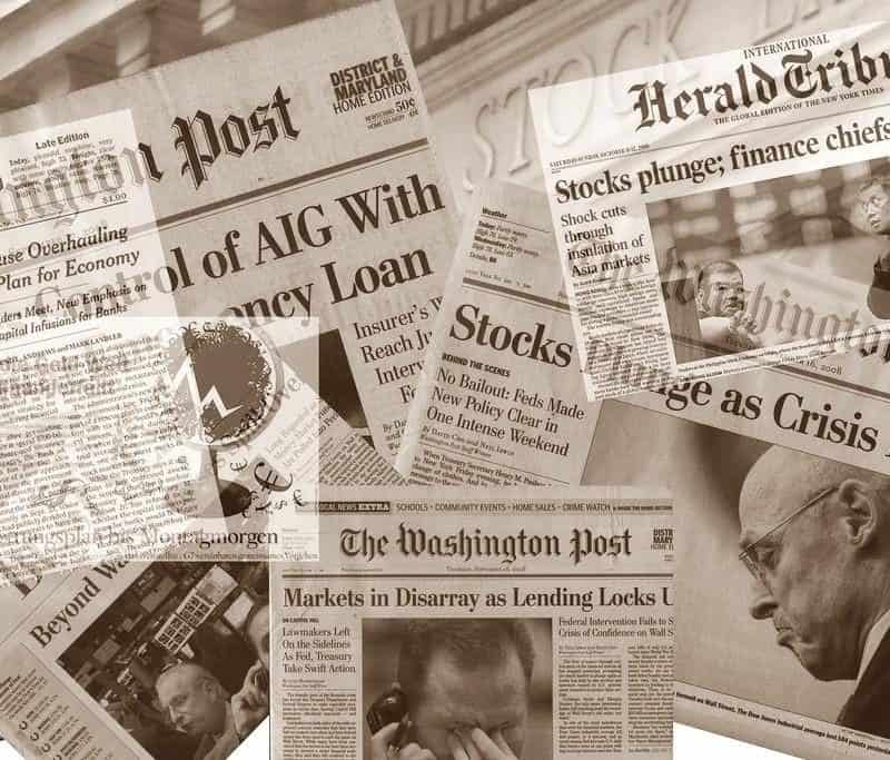 Newspaper headlines financial crisis 2008
